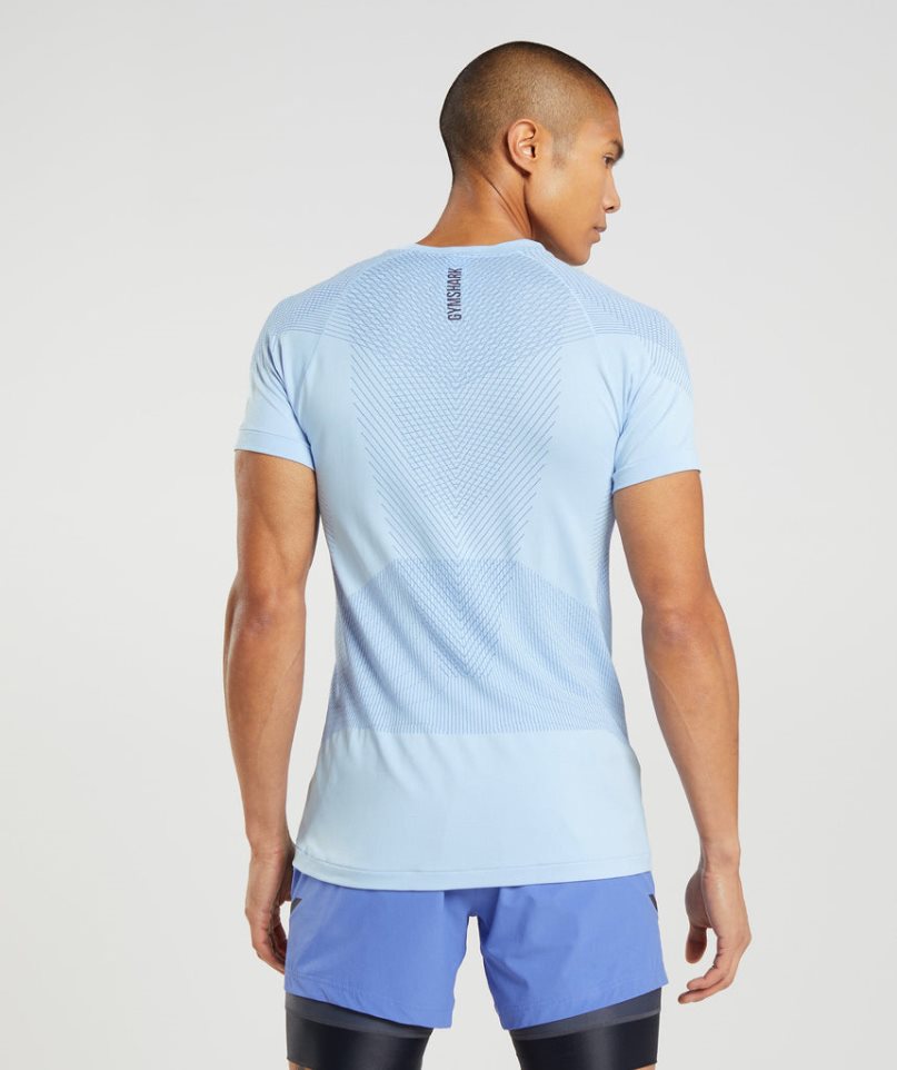 Men's Gymshark Apex Seamless T-Shirts Light Blue | NZ 0RGXJO